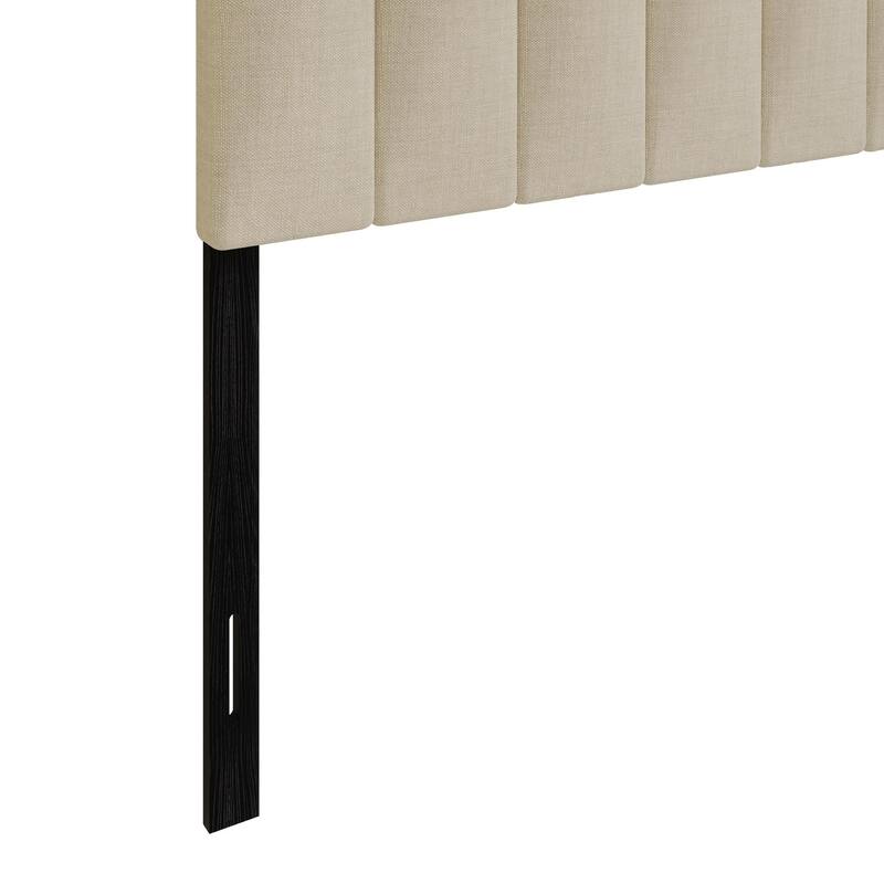 Clayfell Dennis Twin Upholstered Headboard with Vertical Channel Design, Adjustable Height, Gray