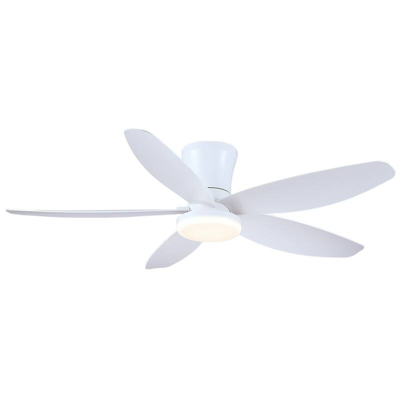 36"/42"/48" Low Profile Ceiling Fan with ABS Blades 3 Color LED Flush Mount for Bedroom Living Room APP and Remote Control