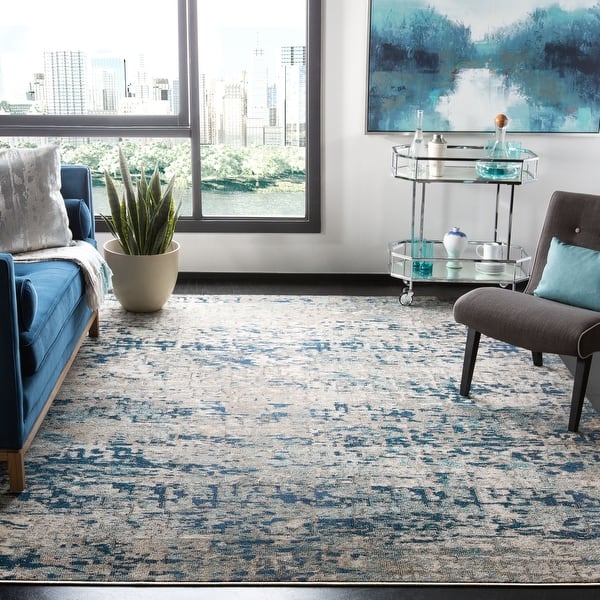 BLUE / GREY Modern Abstract Small Extra Large Floor Carpets Rugs Mats  Distressed Carpet for All Area, Bedrooms, Living Room ,kitchens. 