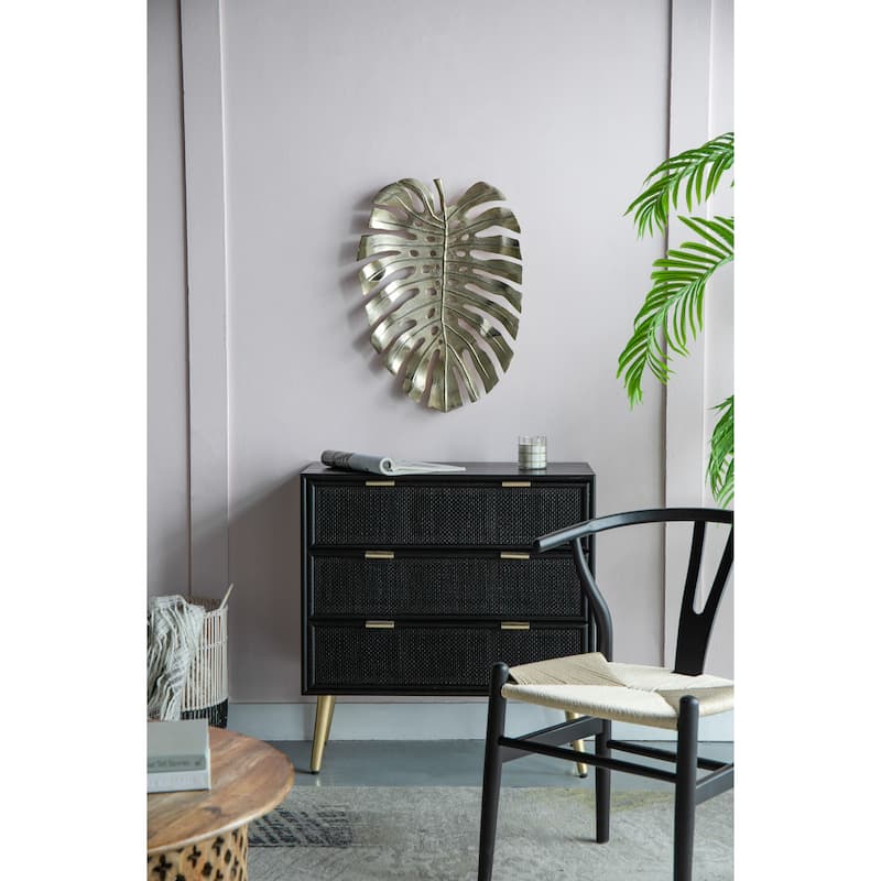 Modern Monstera Leaf Metal Wall Decor Home Decorative Plate with Bright Gold for Living Room Entrance Wall