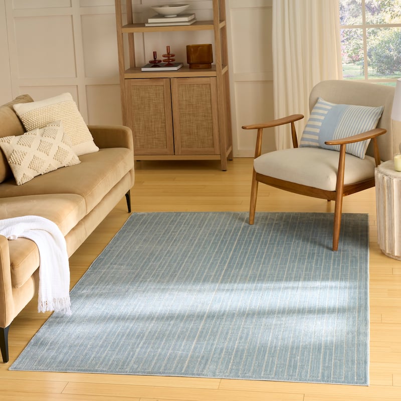 Nourison Washable Charm Indoor only Modern Geometric Area Rug - Blue/Ivory - 5' x 7'