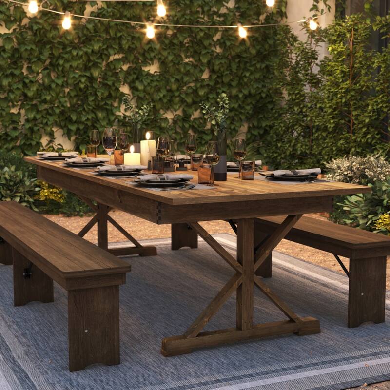 Solid Pine Farm Dining Table with X-Style Legs - 9' x 40"