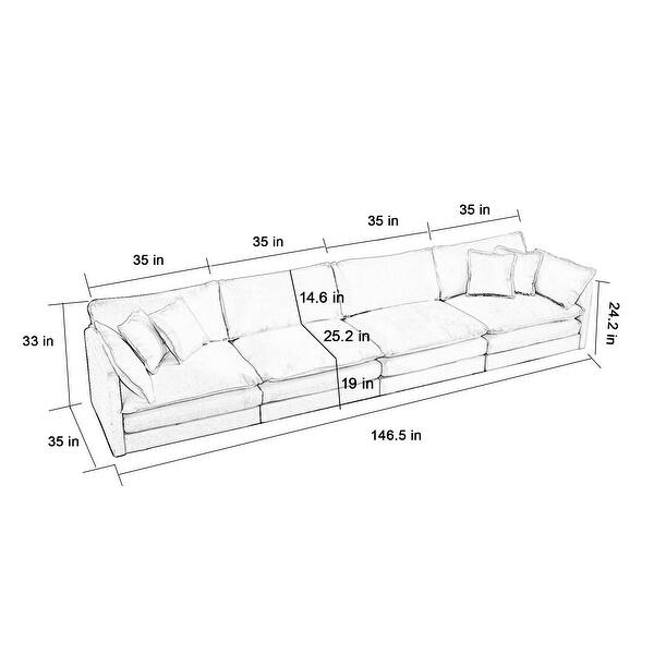 dimension image slide 10 of 20, Cloud Chenille Upholstered Modular Sectional Sofa with DIY Combination Design
