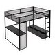preview thumbnail 6 of 32, Metal Space-saving Gaming Loft Bed with LED, Desk, Open Wardrobe and 3 Linen Storage Drawers, Full Size