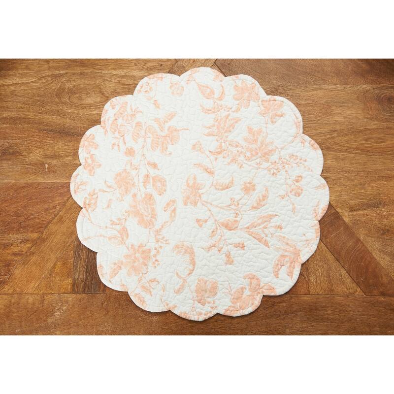 Brighton Pink Cotton Quilted Round Reversible Placemat Set of 6 - Set of 6