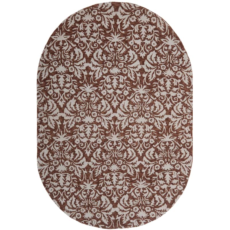 SAFAVIEH Handmade Chelsea Duschka French Country Wool Rug - 4'6" x 6'6" Oval - Brown/Grey
