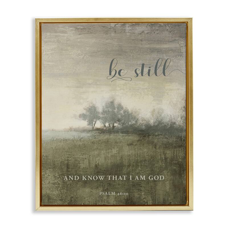 Stupell Be Still over Rustic Landscape Framed Floater Canvas Wall Art Design By John Spaeth - 17 x 21 - Gold