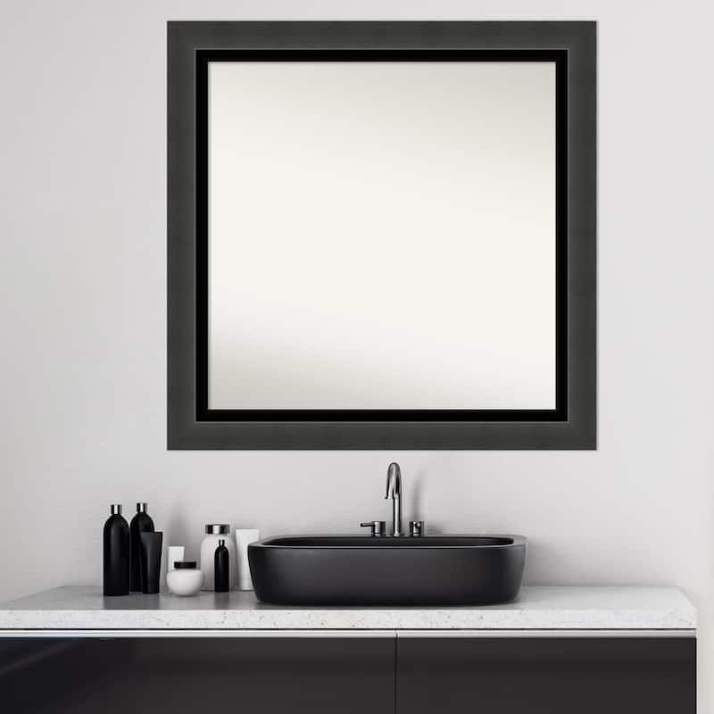 Non-Beveled Bathroom Wall Mirror - Tuxedo Black Frame