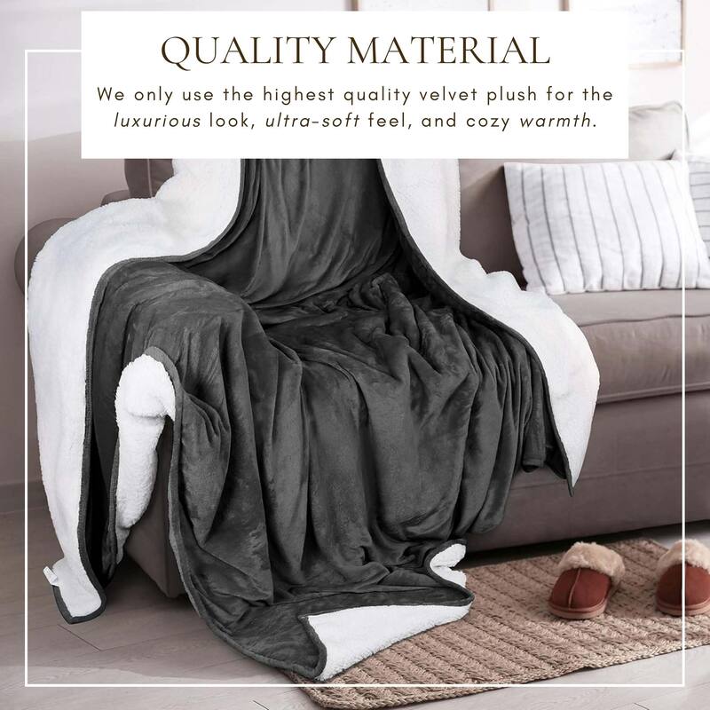 Linery & Co. Velvet Plush Reversible Sherpa Bed Blanket