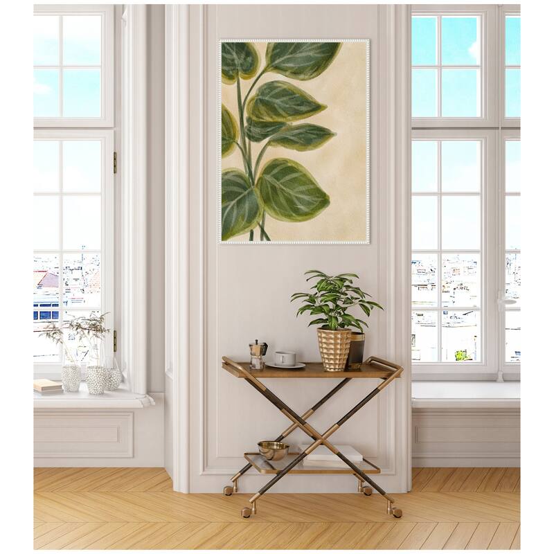 Kate and Laurel Sylvie Green Foliage Framed Canvas by Nikita Jariwala