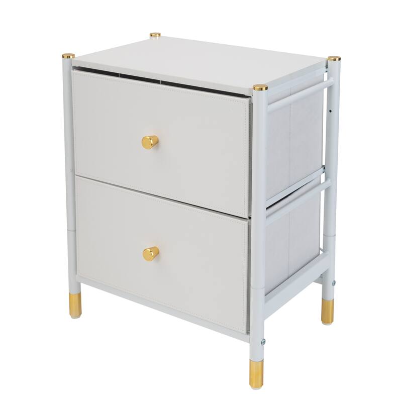 Simplify 2 Drawer Luxury Nightstand - White