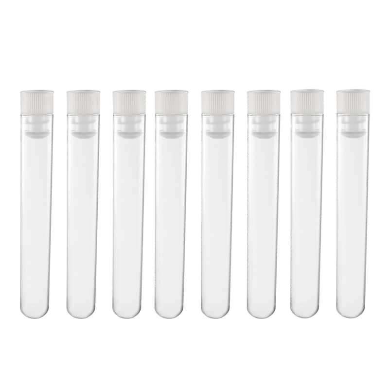 30 Pcs Centrifuge Test Tubes Round Bottom Polystyrene with White Cap 12 x 72mm - Clear
