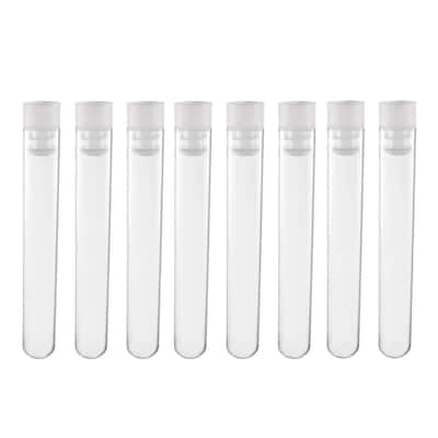 30 Pcs Centrifuge Test Tubes Round Bottom Polystyrene with White Cap 12 x 72mm - Clear