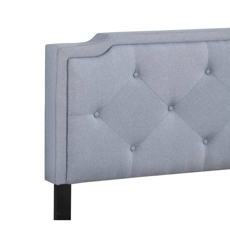 Blue Full Bed with Adjustable Tufted Headboard, Easy Setup, All-in-One Box