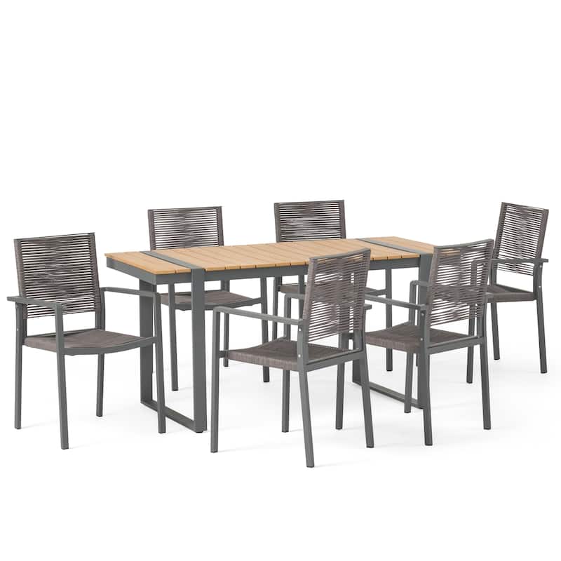 Harding Outdoor Aluminum Outdoor 7 Piece Dining Set by Christopher Knight Home