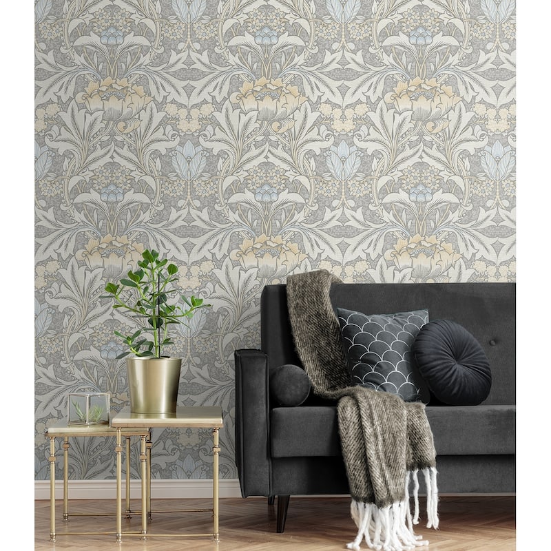 NextWall Acanthus Floral Peel and Stick Wallpaper