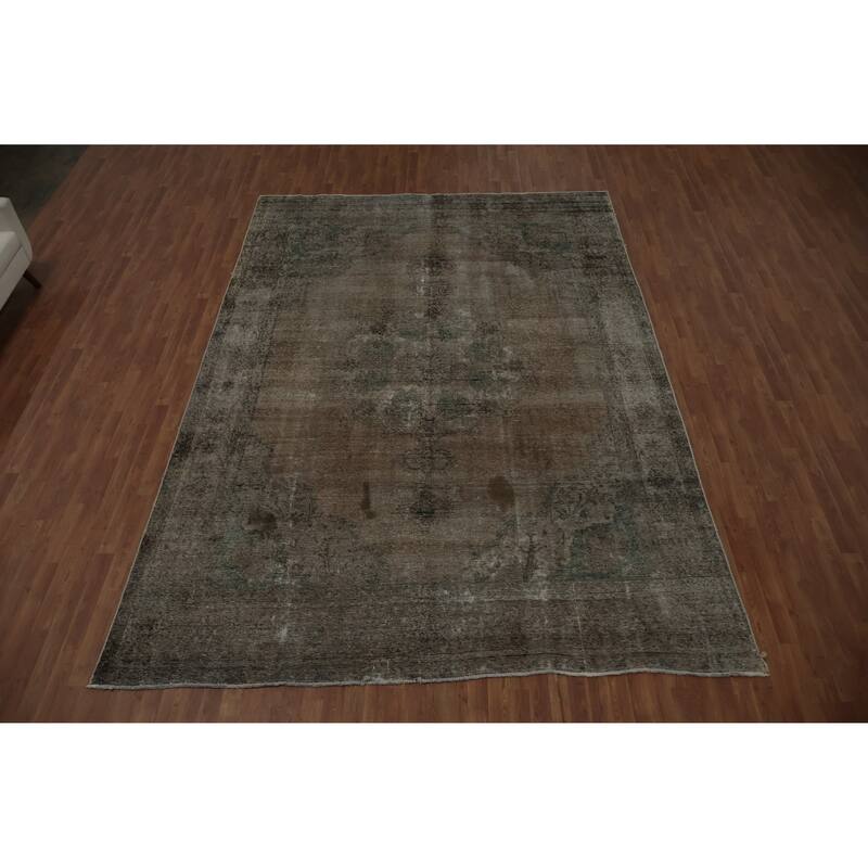 Hand Knotted Oriental 100% Wool Carpet Traditional Medallion Brown Tabriz Area Rug - 12' 10'' X 9' 1''