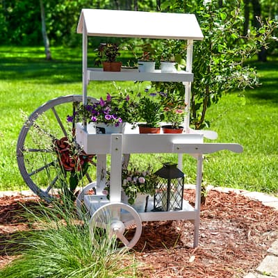 Sunnydaze Country Market Flower Cart Display Stand - 49.25” H