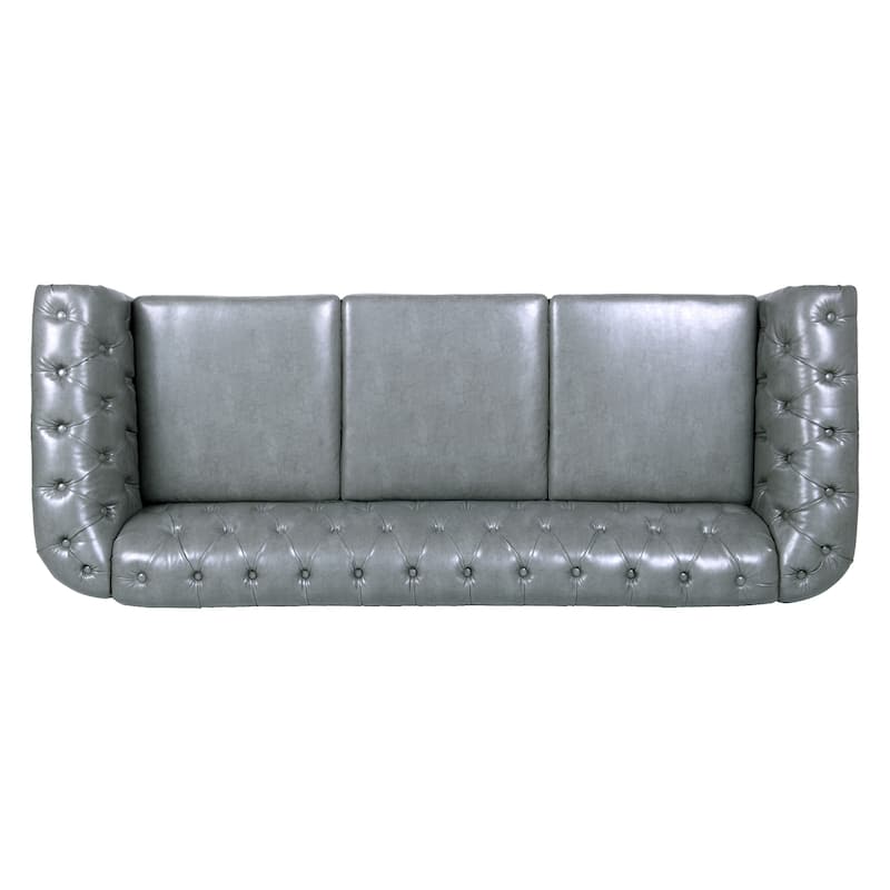 Upholstered Rolled Arm Chesterfield 3-Seater Sofa