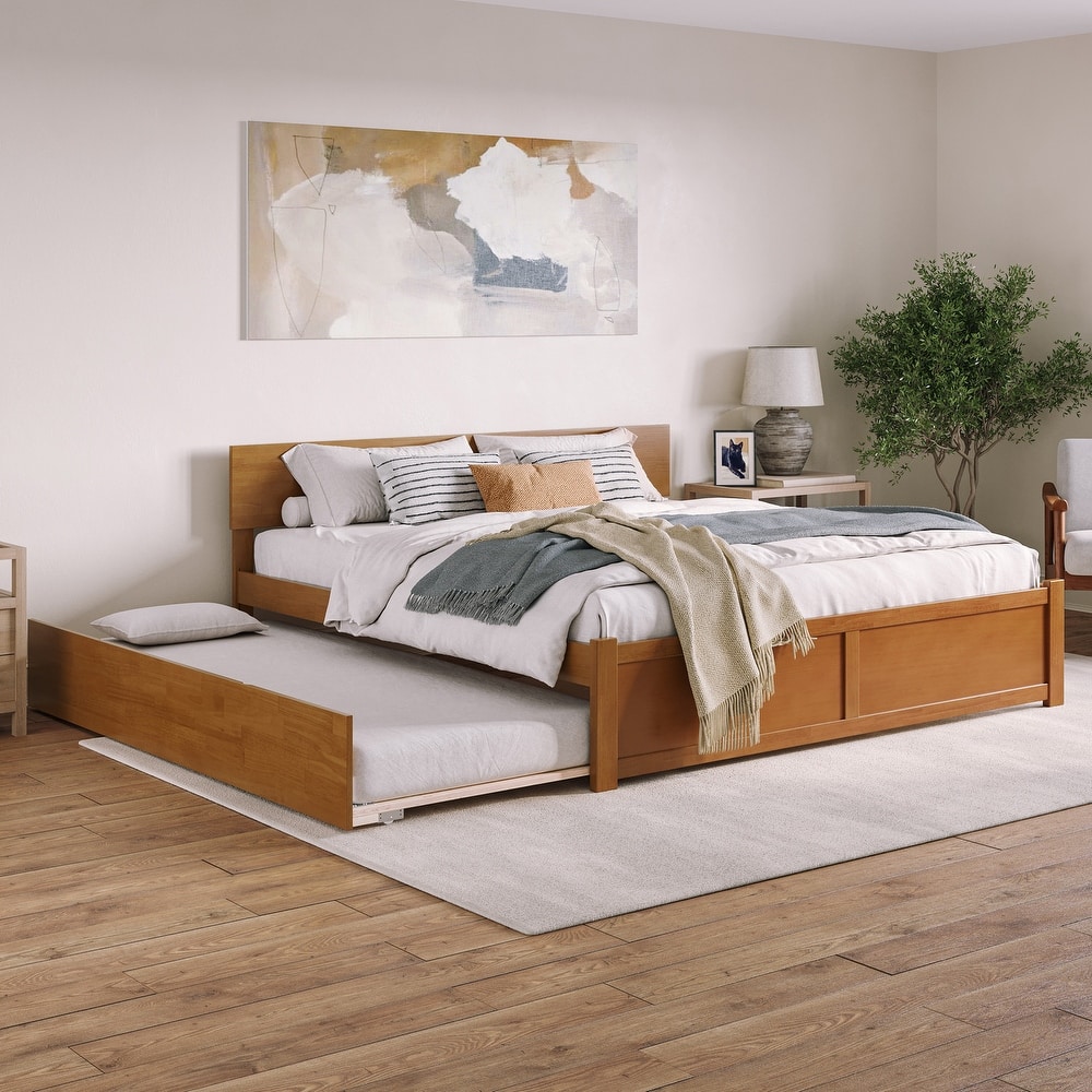 AFI Orlando Platform Bed with Footboard & Twin XL Trundle
