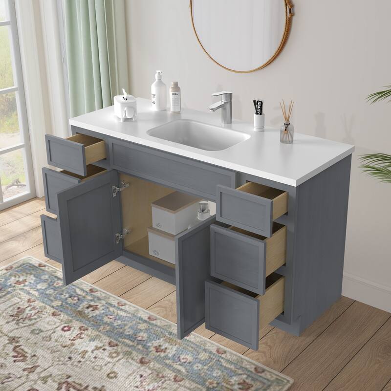 Vanity Art 63" Birch Freestanding Bathroom Vanity Cabinet without Top