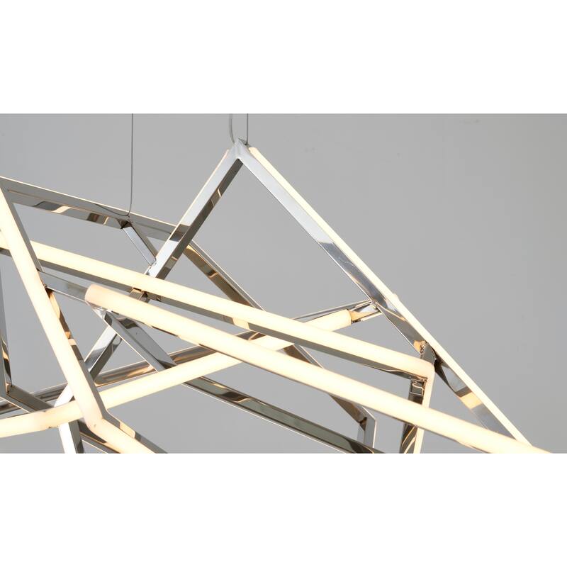 1-Light L52.8" Chrome Stainless Steel LED Chandelier with White Acrylic Diffusers