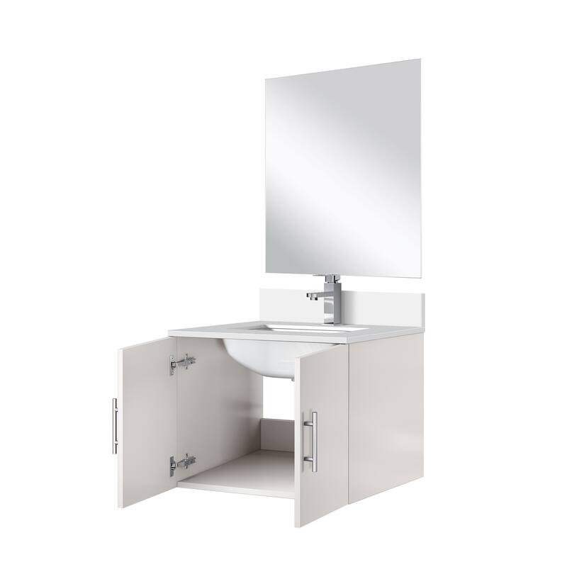 Geneva Bath Vanity with Cultured Marble Top, Sink, Faucet & Mirror