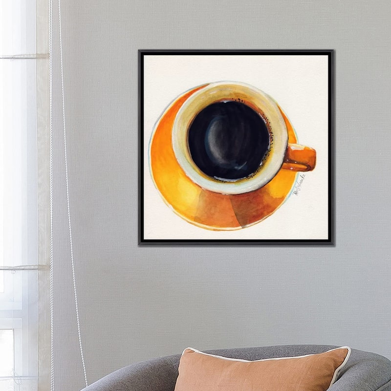 iCanvas "Yellow Coffee Cup" by Jennifer Redstreake Framed