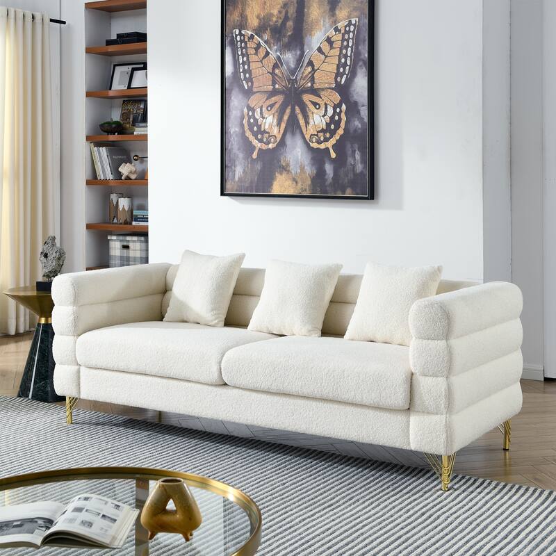3-Seater + 3-Seater Combination Sofa - Teddy Fabric for Modern Homes