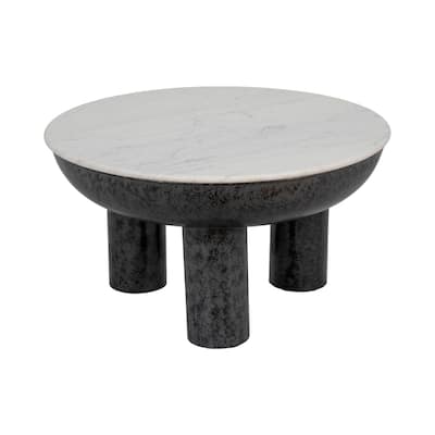 Sagebrook Home Chunky Leg Coffee Table Marble Top, White/Black