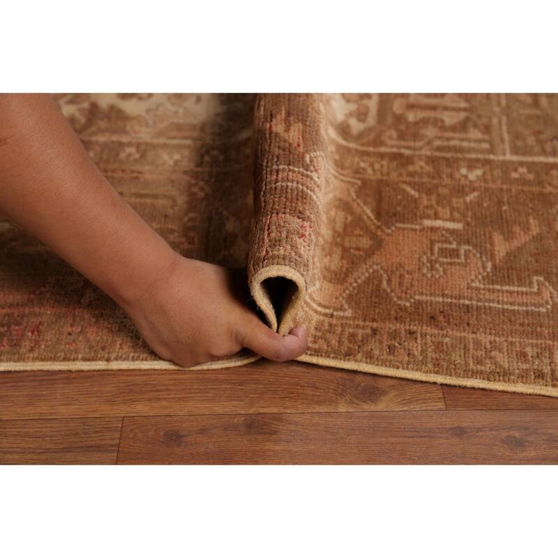 Pink Heriz Persian Vintage Area Rug Hand-Knotted Wool Carpet - 8'0"x 10'8"