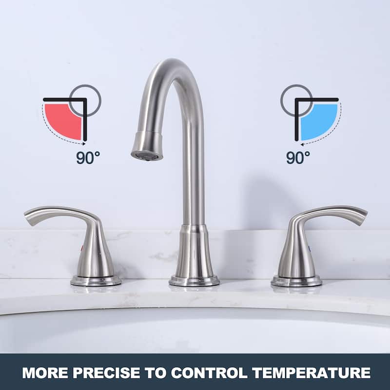 WOWOW 3-Hole Widespread Double Handle Bathroom Faucet