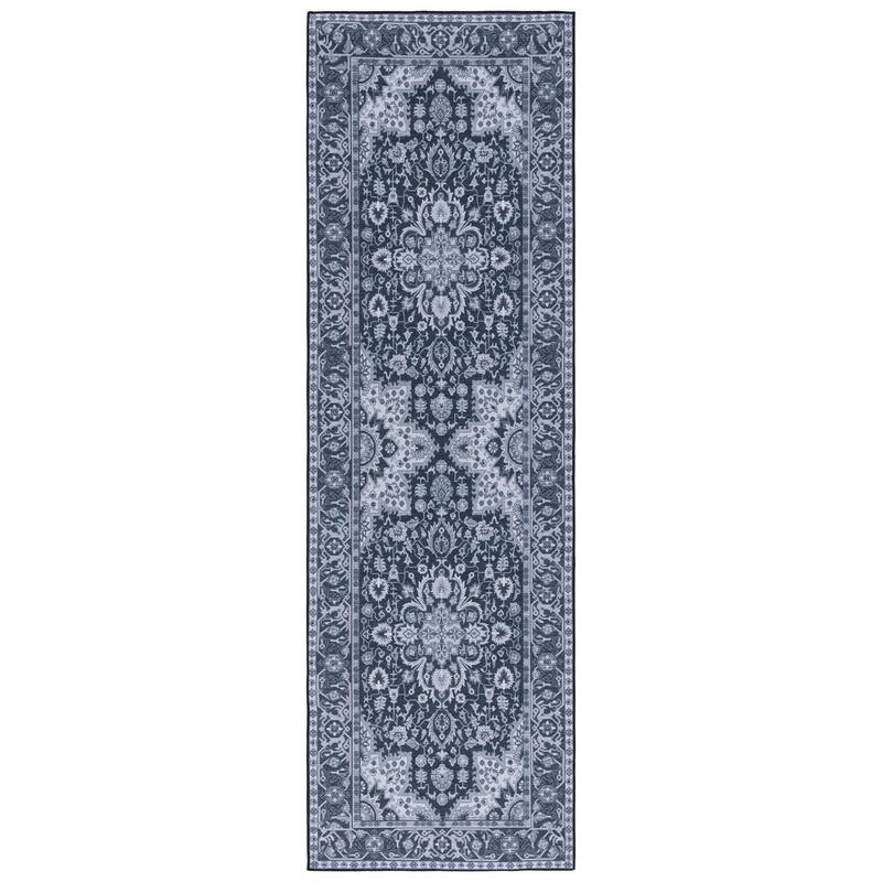 SAFAVIEH Tucson Machine Washable Slip Resistant Emmie Traditional Rug - 2'6" x 8' Runner - Black/Beige