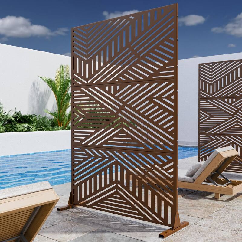 Outdoor Privacy Screen Metal Privacy Screen Panel Free Standing - 72*47