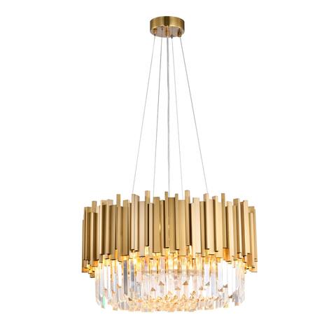 22" Gold Metal Chandelier With Clear Crystals