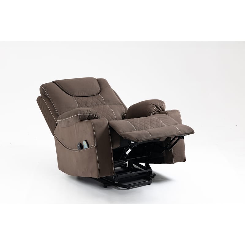 Velvet Dual‑Motor Power Recliner Chair with Heat, Massage & Cup Holders