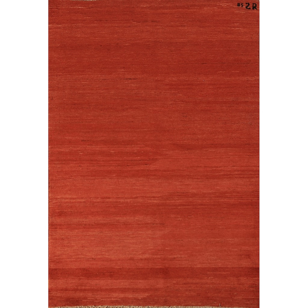 Orange Striped Gabbeh Oriental Rug Handmade Wool Carpet - 3'10" x 5'8"
