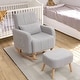 preview thumbnail 2 of 46, HOMYKA 27.95” Rocking Chair, Teddy Velvet Fabric with Pillow and Ottoman