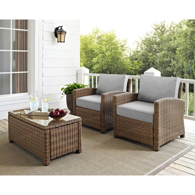 Crosley Bradenton 2Pc Outdoor Wicker Armchair Set - 31.75"d x 30.5"w x 32.5"h