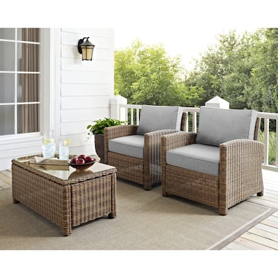 Crosley Bradenton 2Pc Outdoor Wicker Armchair Set - 31.75"d x 30.5"w x 32.5"h
