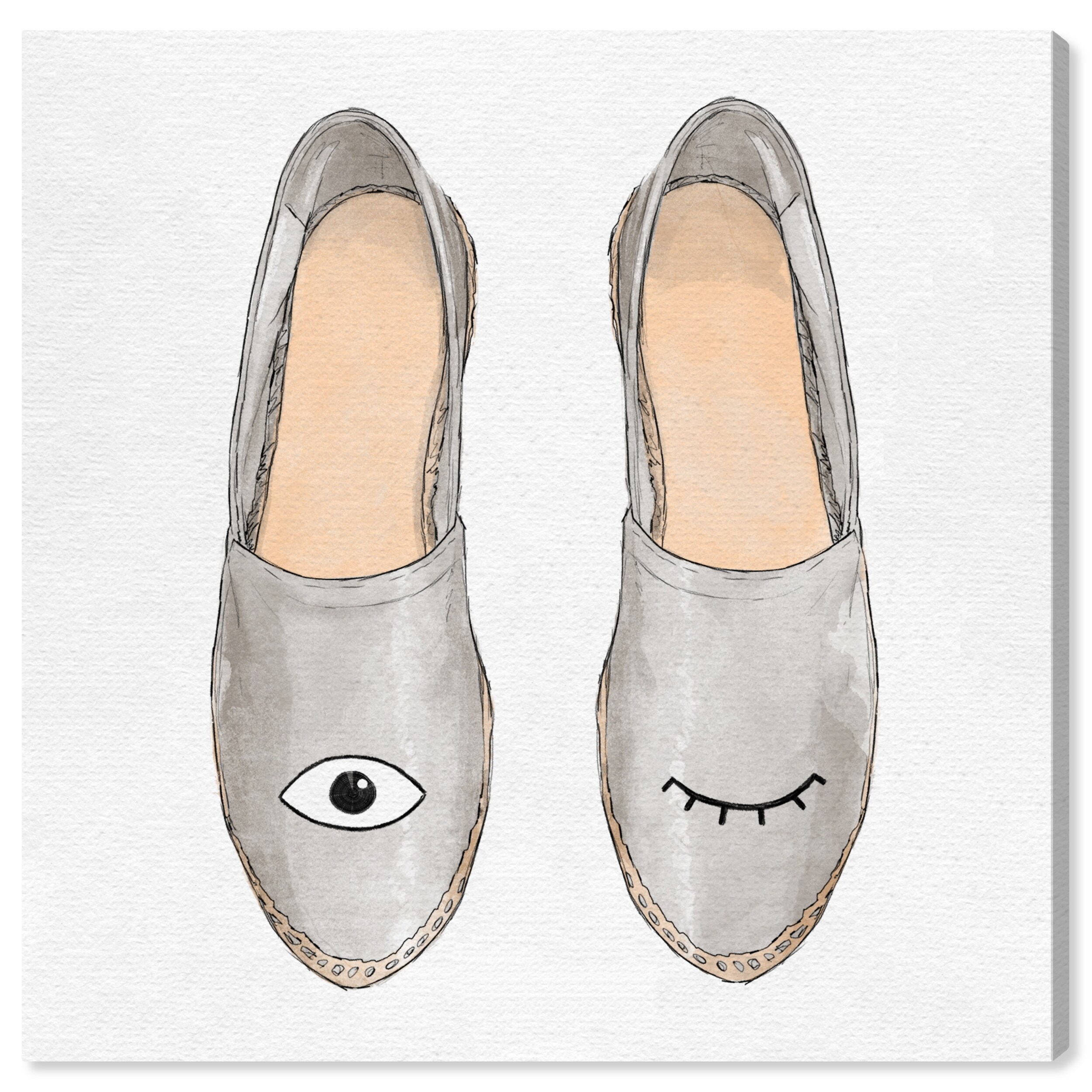 Oliver Gal 'Wink Slippers' Fashion and Glam Wall Art Canvas Print