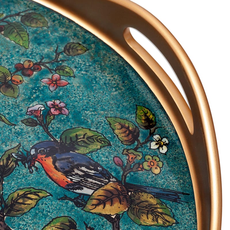 Novica Handmade Birds Of Spring Reverse-Painted Glass Tray
