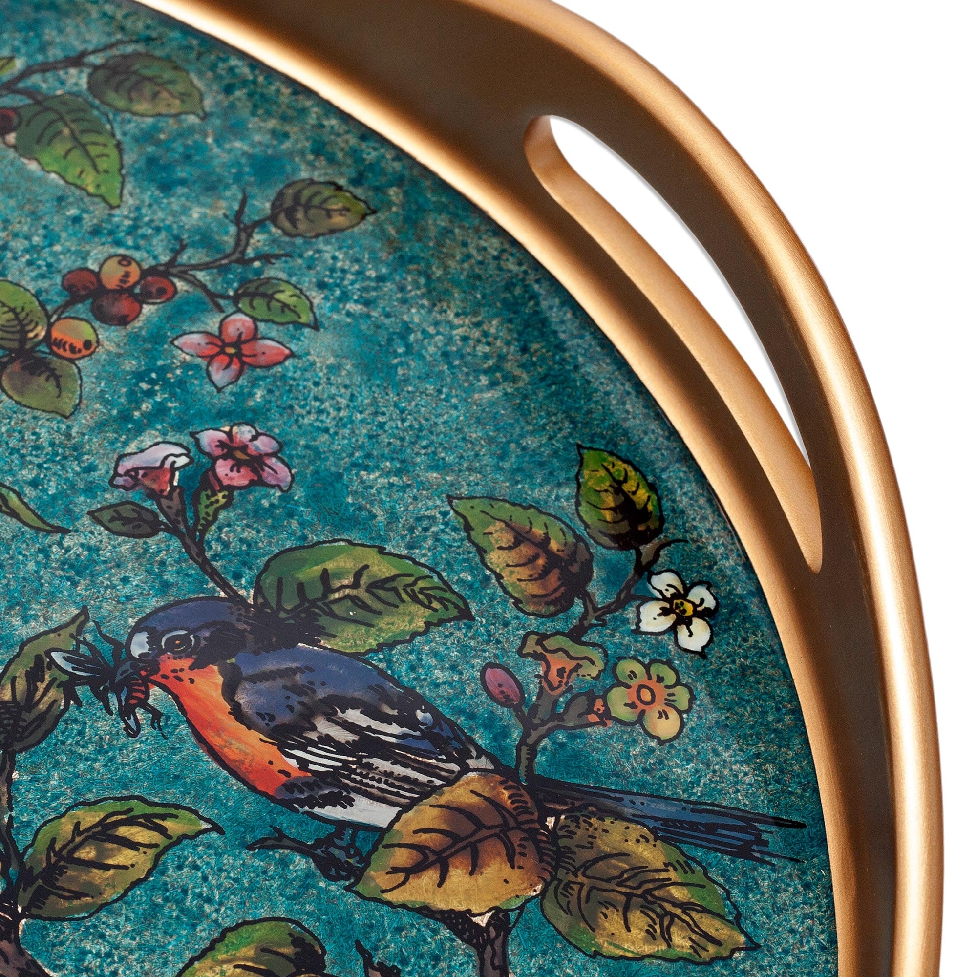 Novica Handmade Birds Of Spring Reverse-Painted Glass Tray