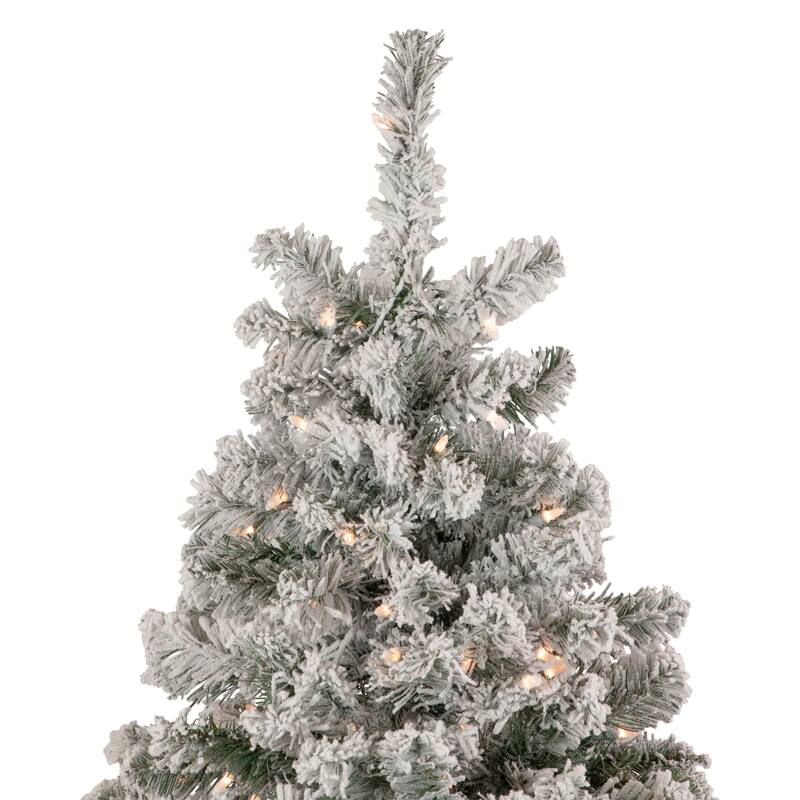 6.5' Flocked Madison Pine Medium Artificial Tree Clear Lights - 6.5 Foot