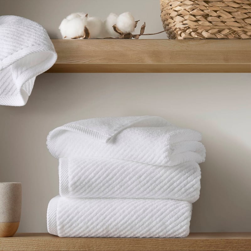 Madison Park Diagonal Ribbed Cotton Quick Dry Towel Set