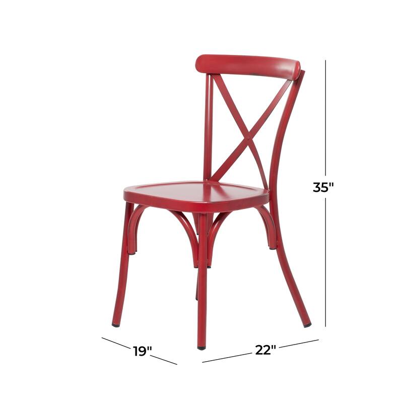 Iron Farmhouse Outdoor Dining Chair (Set of 2) - 22 x 19 x 35