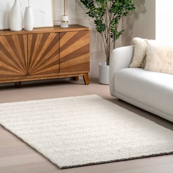 slide 2 of 9, Nuloom Electra Contemporary Wool Area Rug - 5' x 8' 5' x 8' - Ivory - Rectangle
