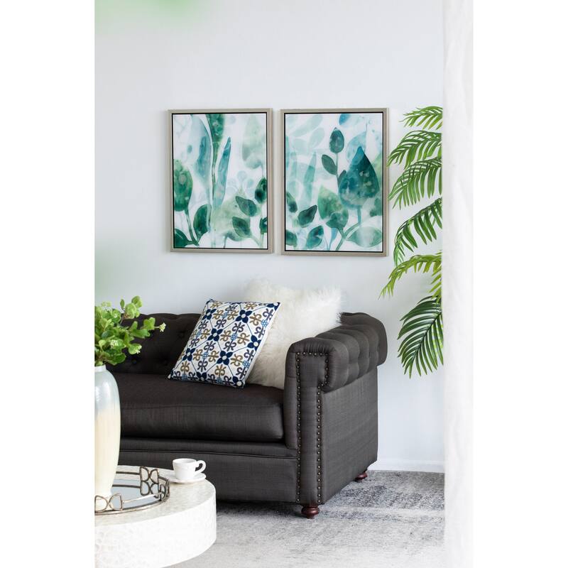 Modern Wall Decor Printed Acrylic Decor with Watercolor Leaf Pattern, for Living Room Bedrrom Entryway Office, Set of 2 - Green