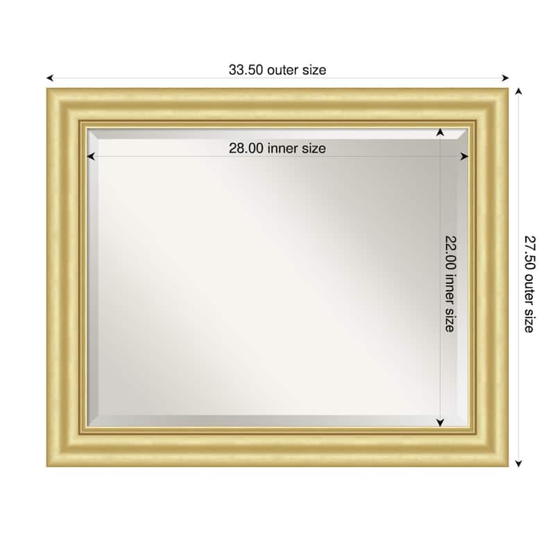 Sophia Beveled Framed Bathroom Vanity Wall Mirror - 34 x 28 in - Sophia Gold