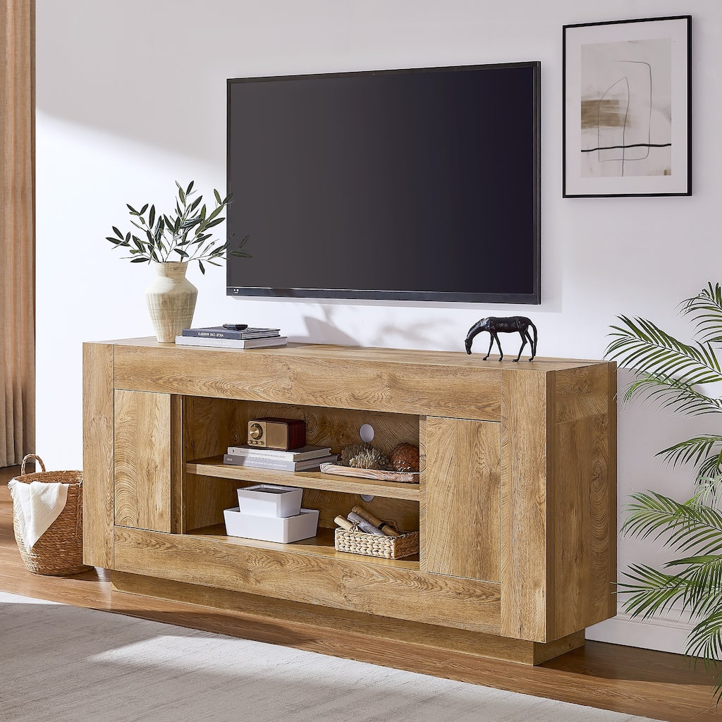 70" Modern TV Stand, Wood Entertainment Center for TVs Up to 80"